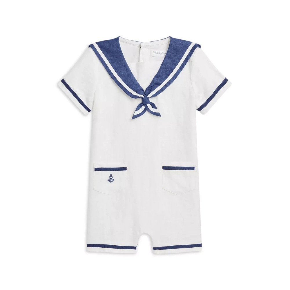 Ralph Lauren Polo Boys' Linen Sailor Shortall outfit Size 18M 18 Month $225